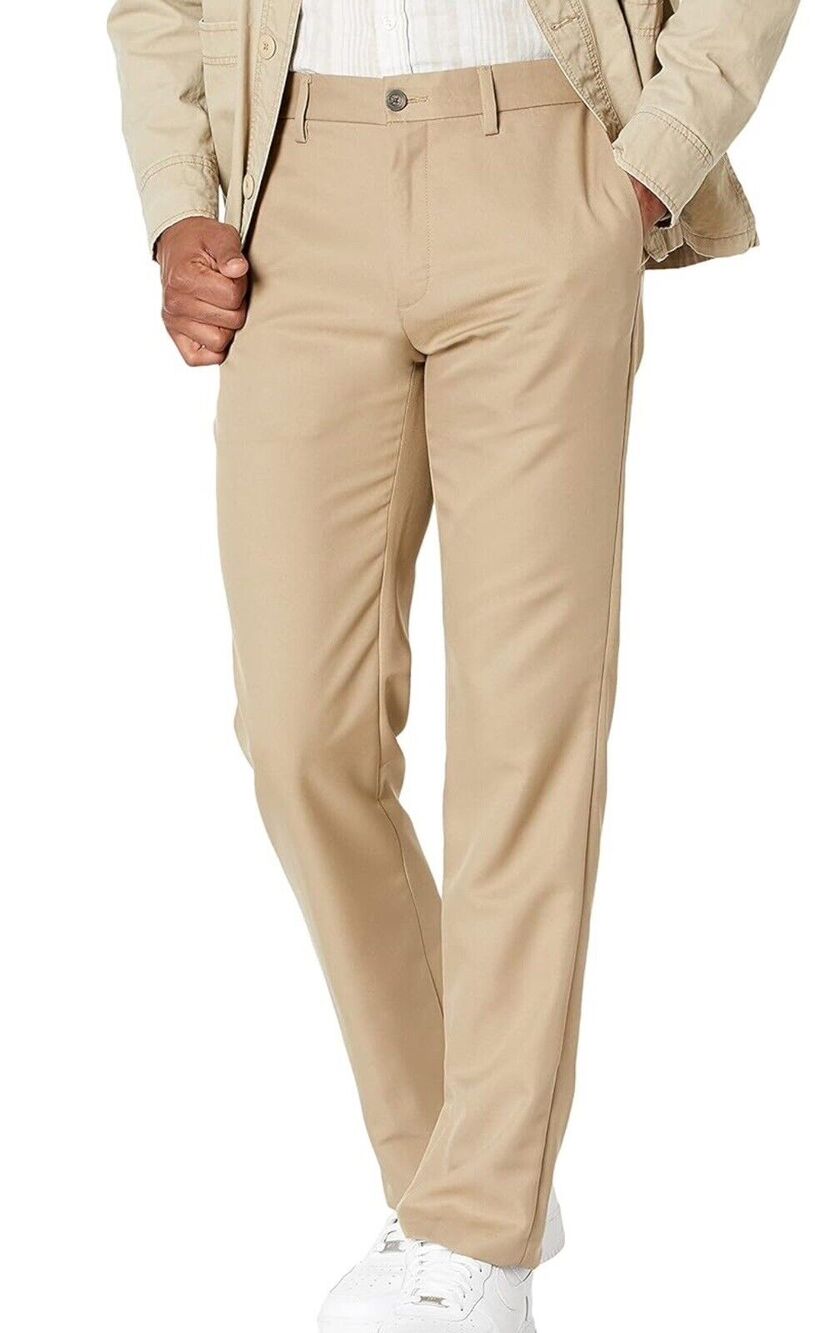 Amazon Essentials  Slim-Fit Flat-Front Khaki Brown Dress Pant- Men's 29Wx32L NWT